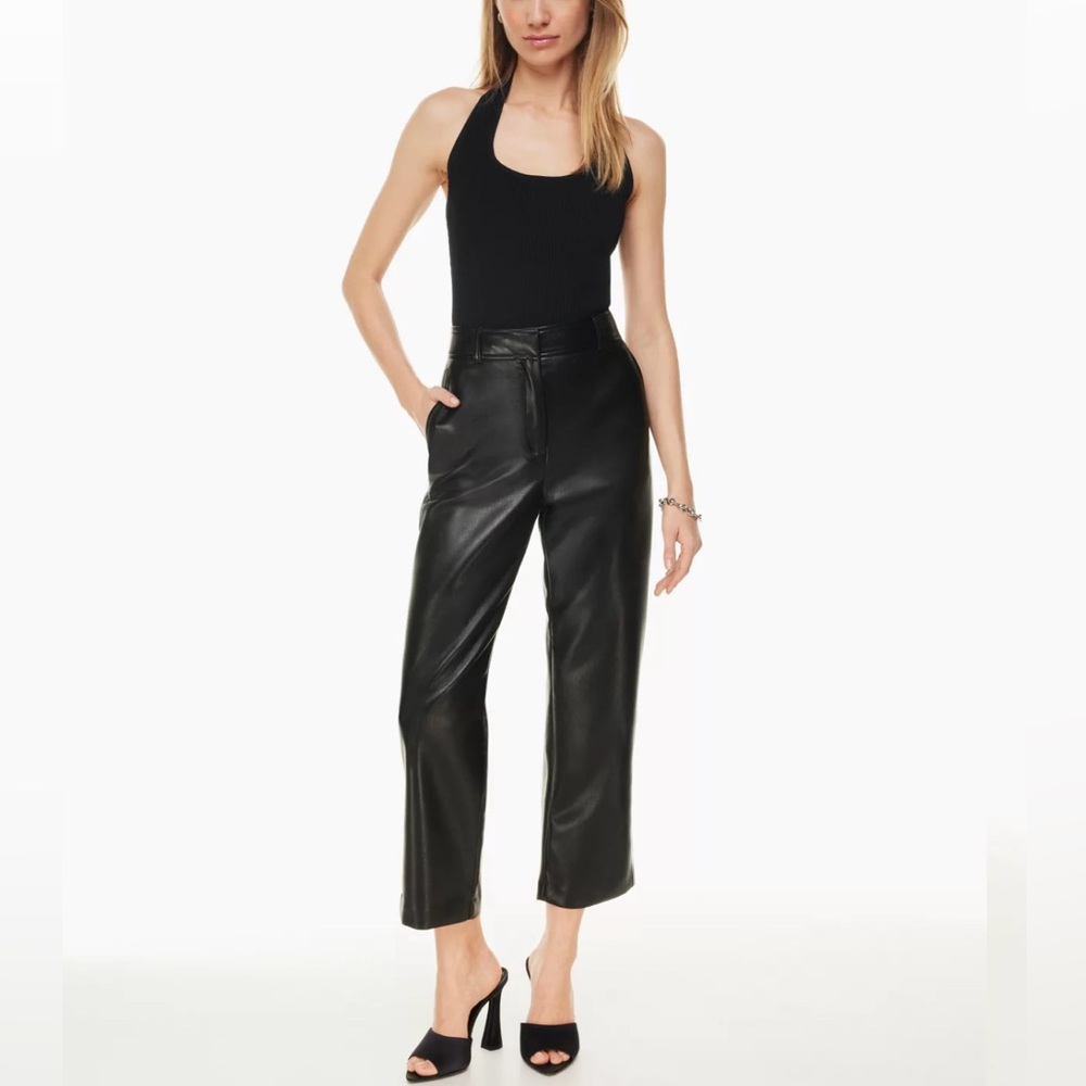 NWT Babaton cropped command black faux leather pant size 00